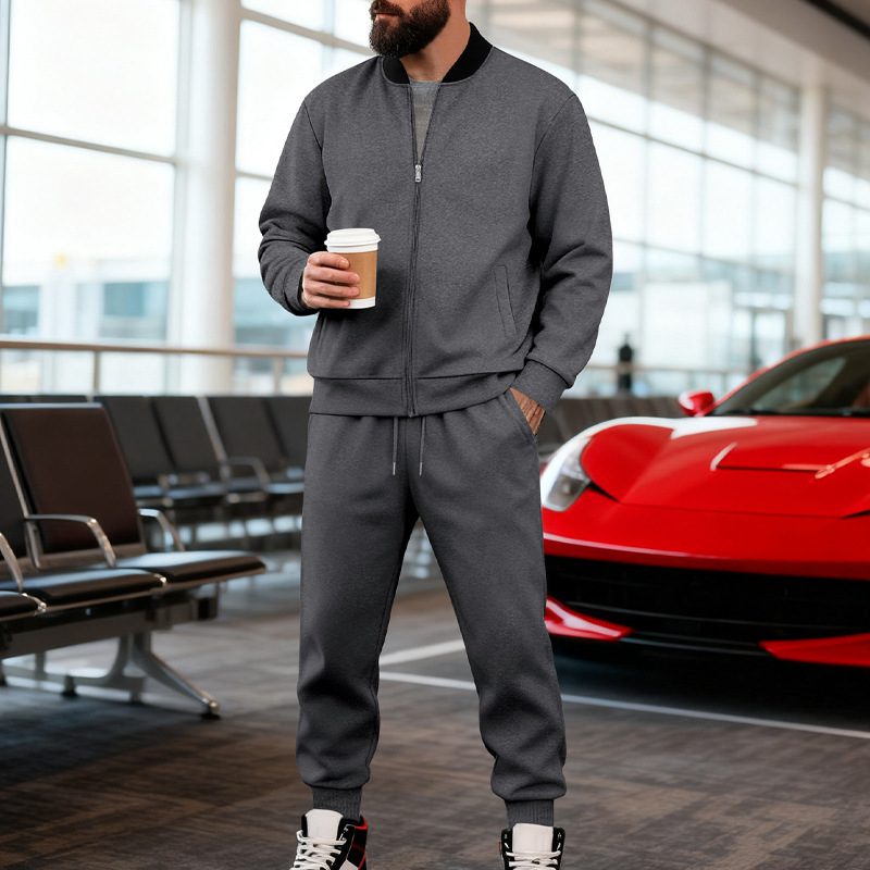 Mens Yolk-zip Baseball Jacket And Sportswear Set - Image 6