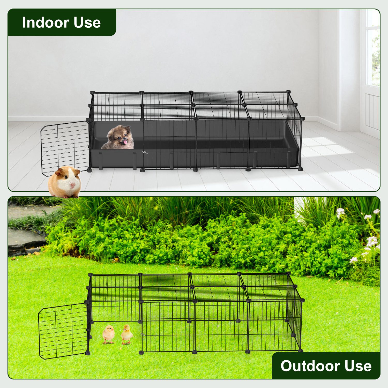47x24x12IN Guinea Pig Cage Small Animal Playpen DIY Metal Pet Enclosure With 20 Panels Waterproof Floor Mat For Hedgehogs Chickens Ducklings Rabbits Hamsters - Image 5