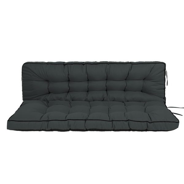Outdoor Swing Cushions 55 Inch,Waterproof 4in Thick Porch Swing Cushion Replacement With Backrest And Ties,Comfortable 2-3 Seat Pation Swing Pad For Backyard,Garden,Lawn,Outdoor Furniture Dull Grey