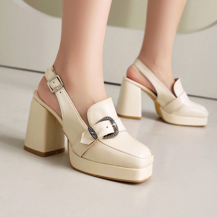 Square-clip Single-strap Preppy-style Womens Shoes - Image 2
