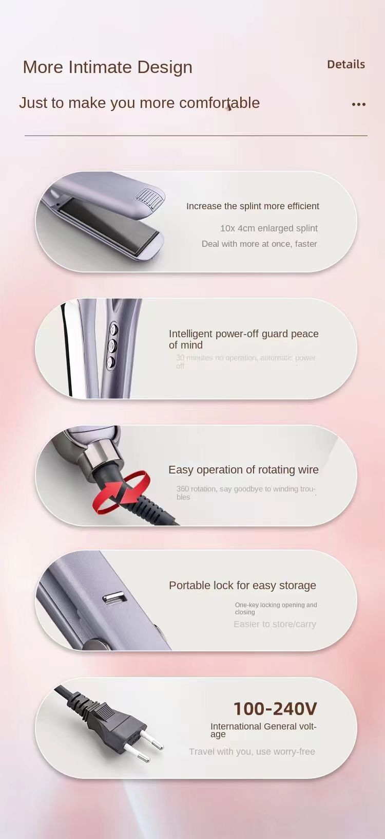 Ceramic Hair Straightener With Smart LCD Display,30s Fast Heat Up, 450F Adjustable Temperature, Ionic Frizz Control - Image 10