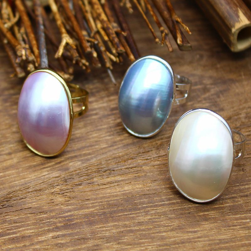 Seawater Starry Sky Blue Mabe Pearl Ring - Image 2