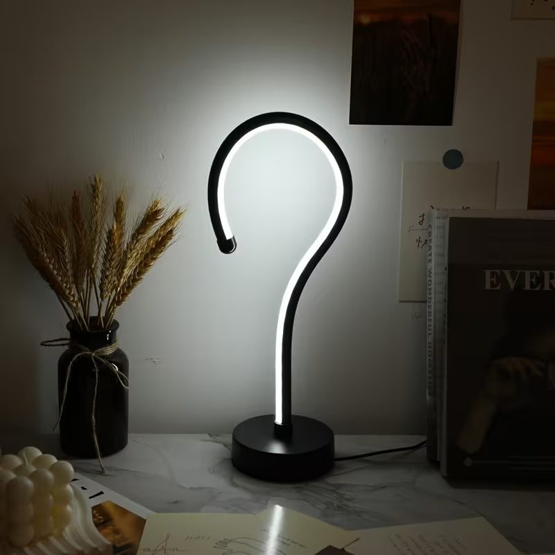 2PC Creative Question Mark Shape Table Lamp, USB Three-color Dimming Desktop Decoration Table Lamp - Image 4