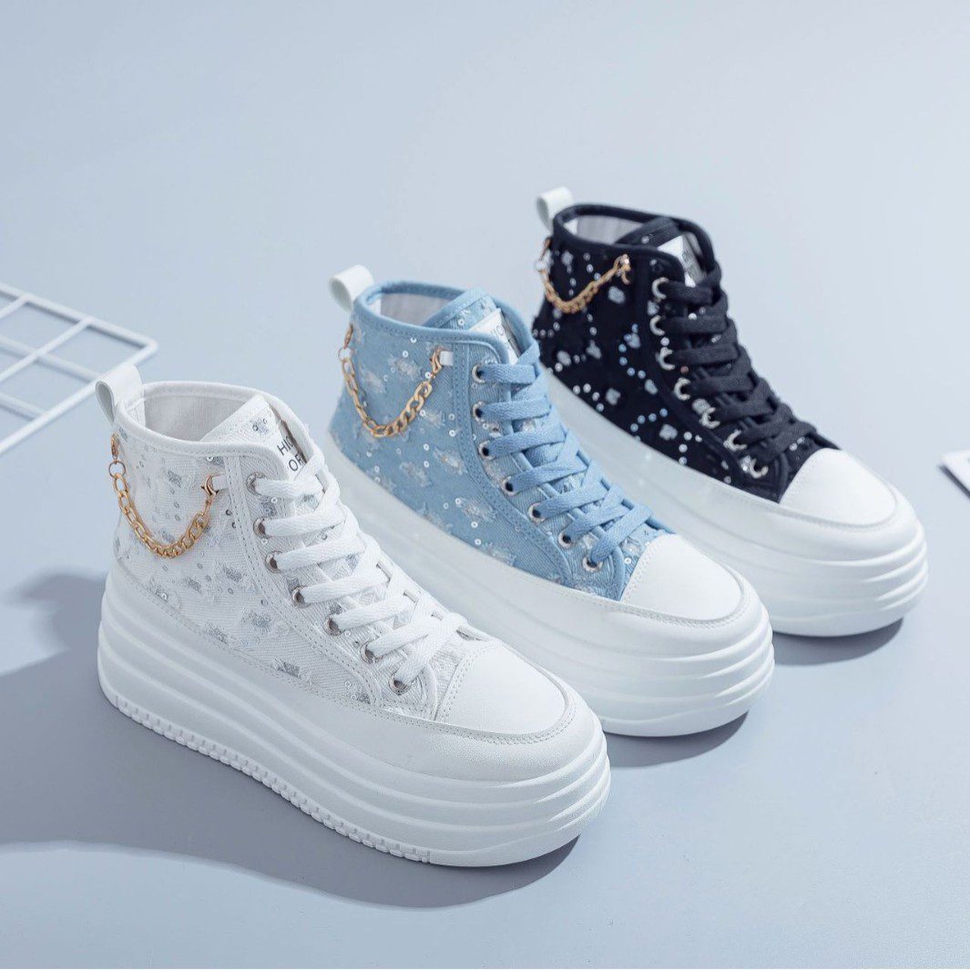 Denim Fashion Womens Casual Chain-Strap Shoes