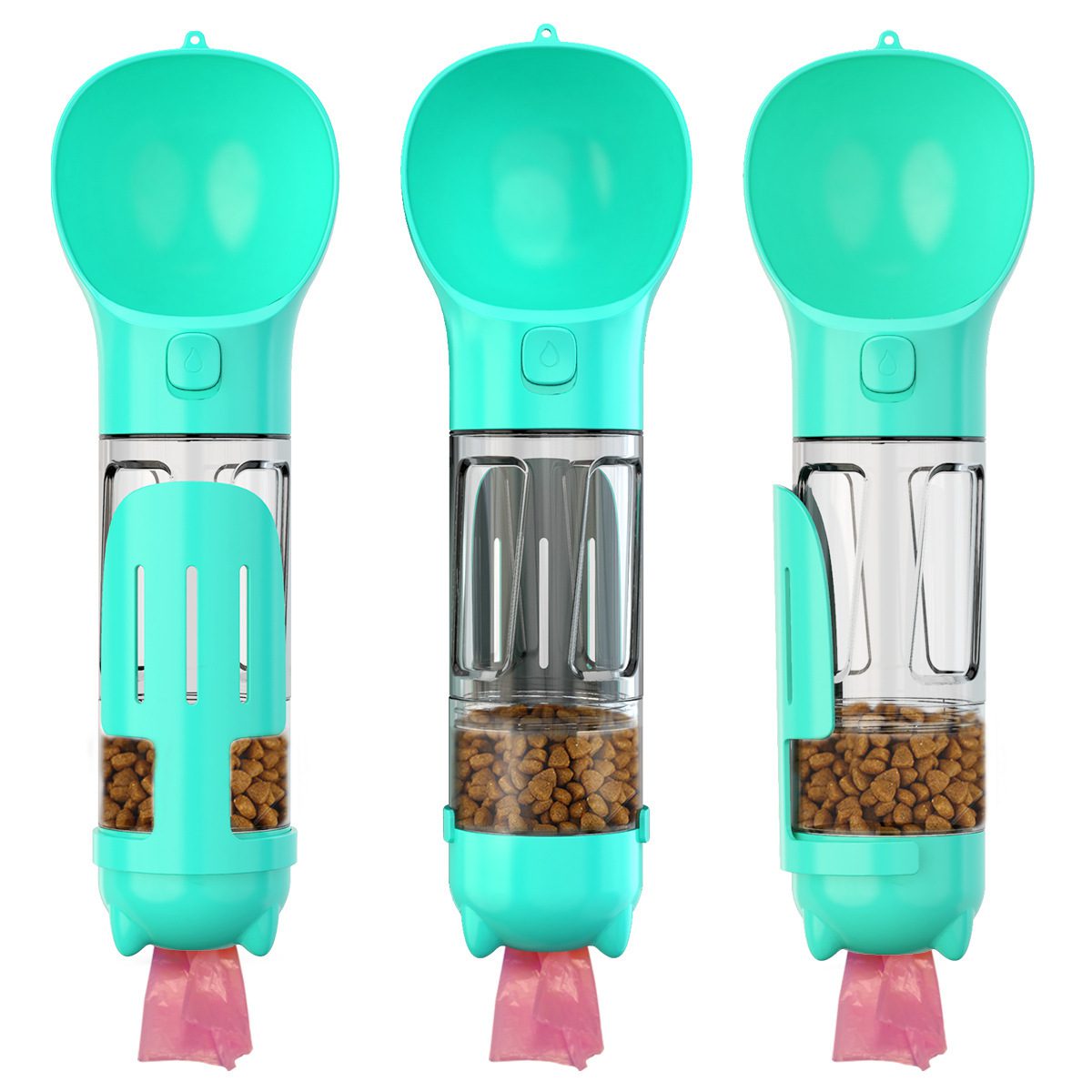 300 500ml Portable Multifunction Dog Water Bottle Food Feeder For Big Dogs 3 In 1 Poop Dispenser Puppy Pet Travel Drinking Bowls - Image 6