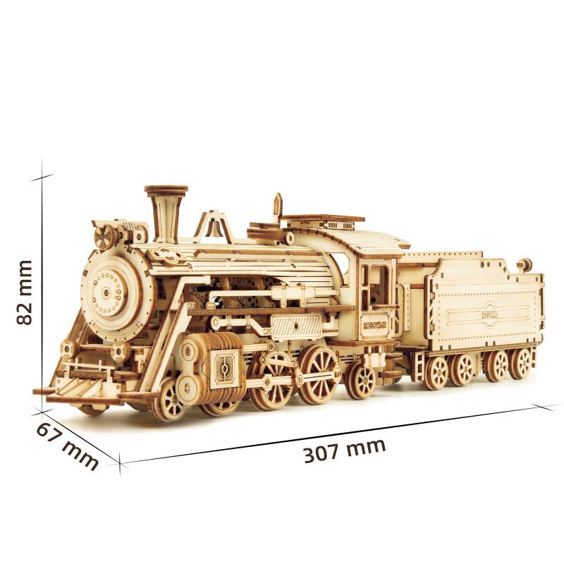3D Wooden Puzzle Train Model DIY Wooden Train Toy Mechanical Train Model Kit Assembly Model Home Decoration Crafts - Image 9