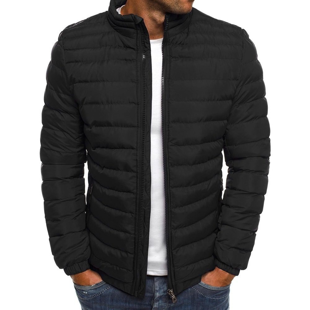 Men Jacket Zipper Solid Color Long Sleeves Pockets Coldproof Autumn Thicken Cotton Padded Overcoat For Outdoor - Image 8