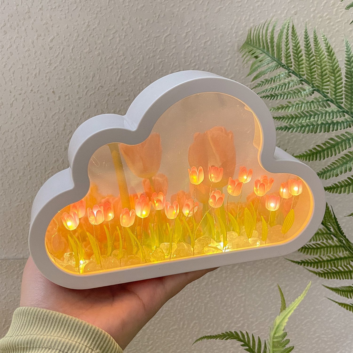 Tulip Night Lamp DIY Material Cloud Tulips Night Lamp Decorative Mirrors Photo Frame LED Table Lights Korean Creative Desk Bedroom Handmade Birthday Gifts - Image 7