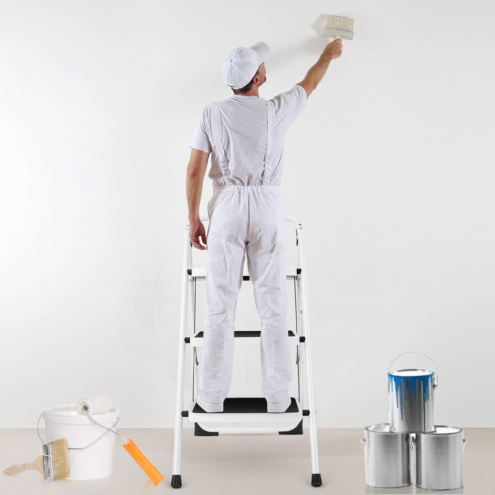 Folding 3-Step Ladder With Handgrip And Anti-Slip Platform - Image 5