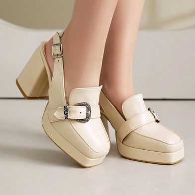 Square-clip Single-strap Preppy-style Womens Shoes