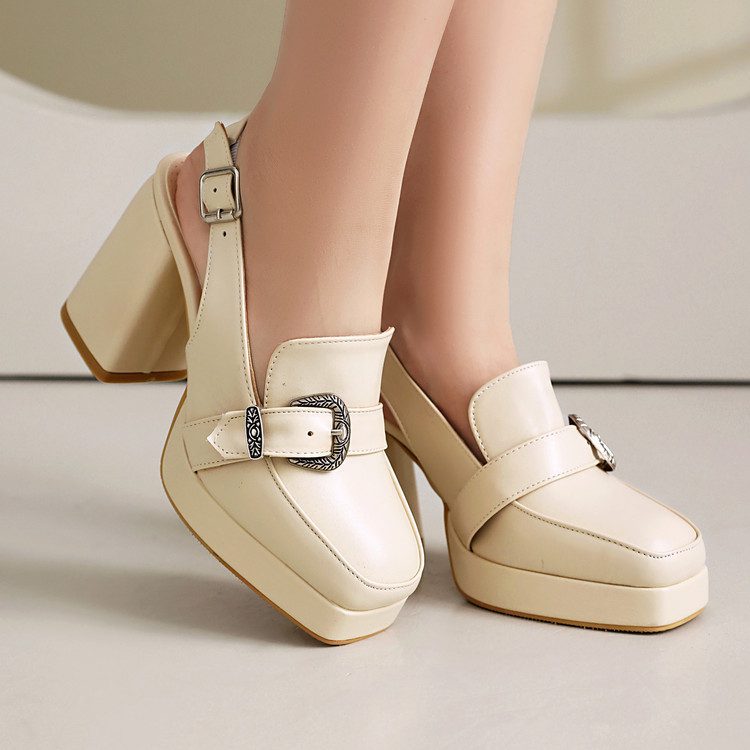 Square-clip Single-strap Preppy-style Womens Shoes
