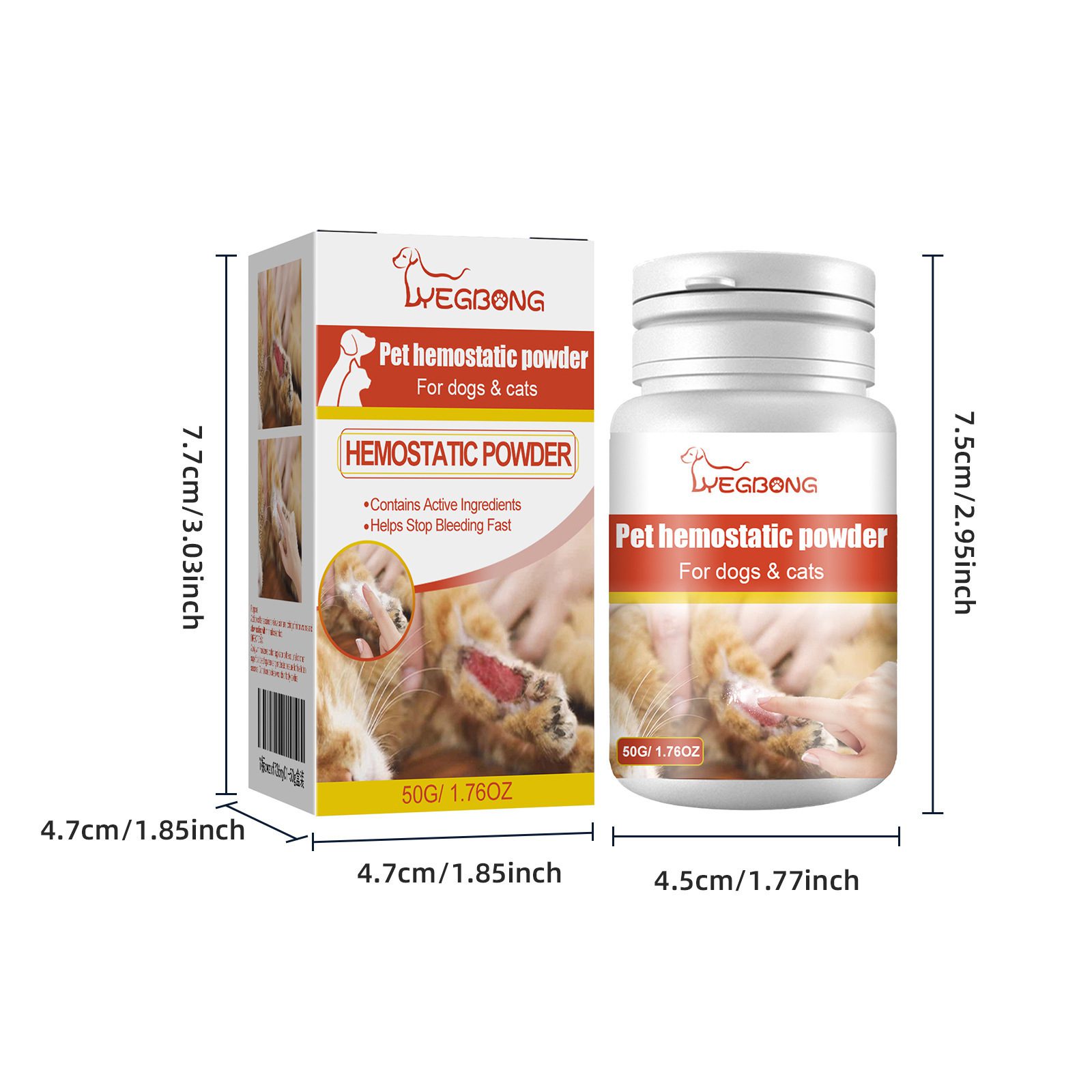 Pet Hemostatic Powder, Fast Bleeding Stop Wound Care Powder For Dogs Cats, Gentle Pet Nail Cut Skin Injury Healing Powder 50g - Image 7