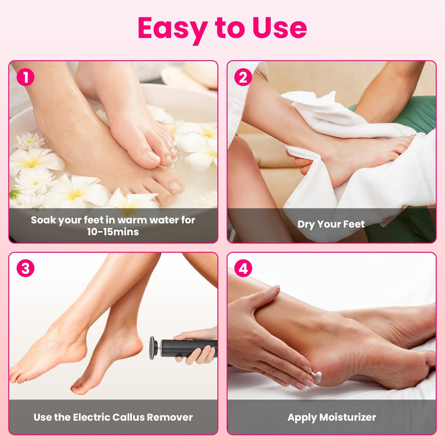 2 In 1 Electric Foot Callus Remover Nail Grinder Feet Care Kit For Women Rechargeable Foot File With 40 Sanding Discs Bands For Dead Skin Cracked Heels Home Salon Use - Image 6