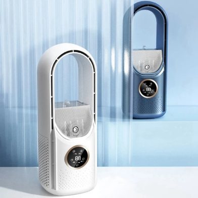 Portable USB Air Cooler Leafless Electric Fan Silent Timer Air Conditioner Cooling Fan Humidifier Conditioning Fan