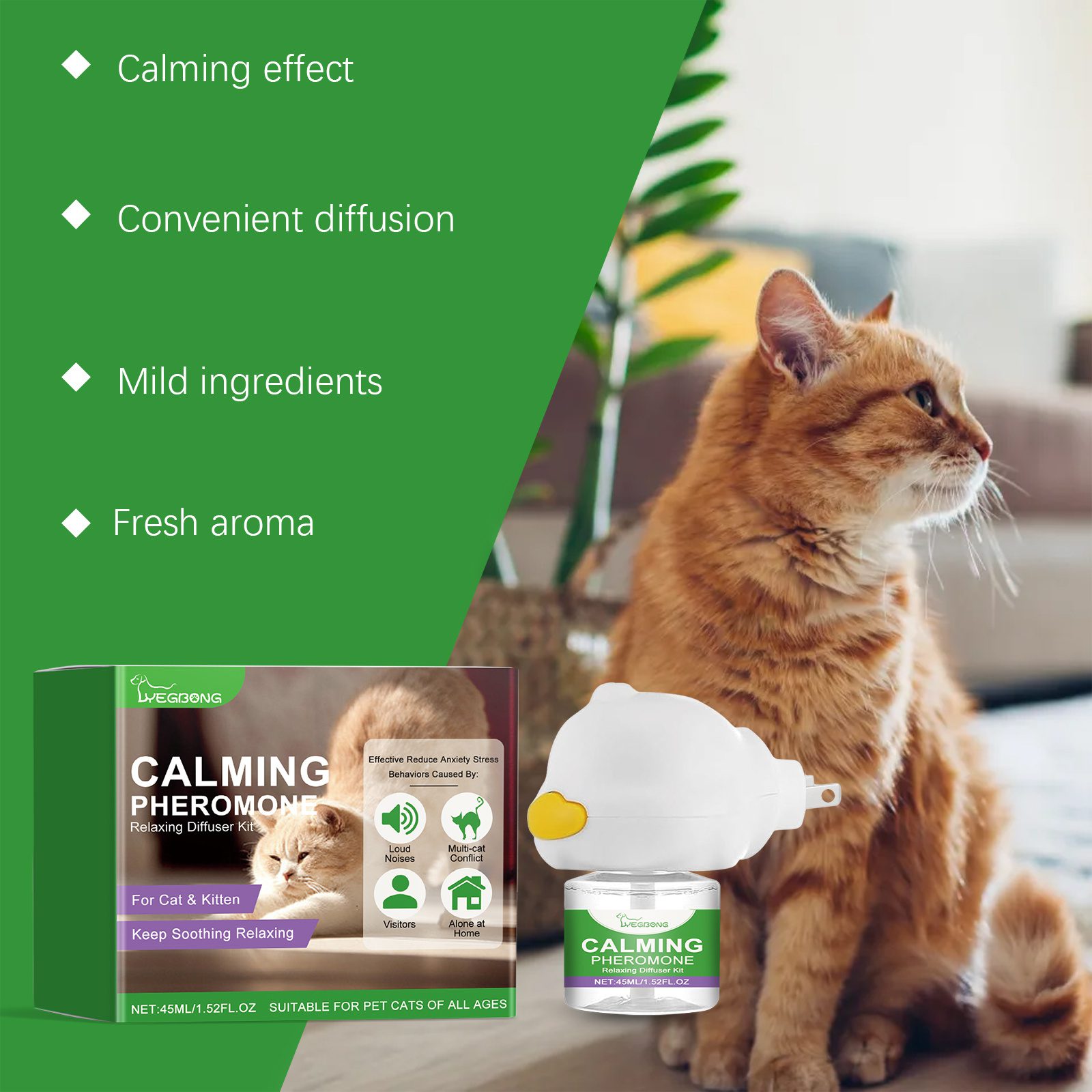 Cat Calming Pheromone Diffuser Kit 45ml, Stress Relief For Anxious Cats & Kittens - Image 7