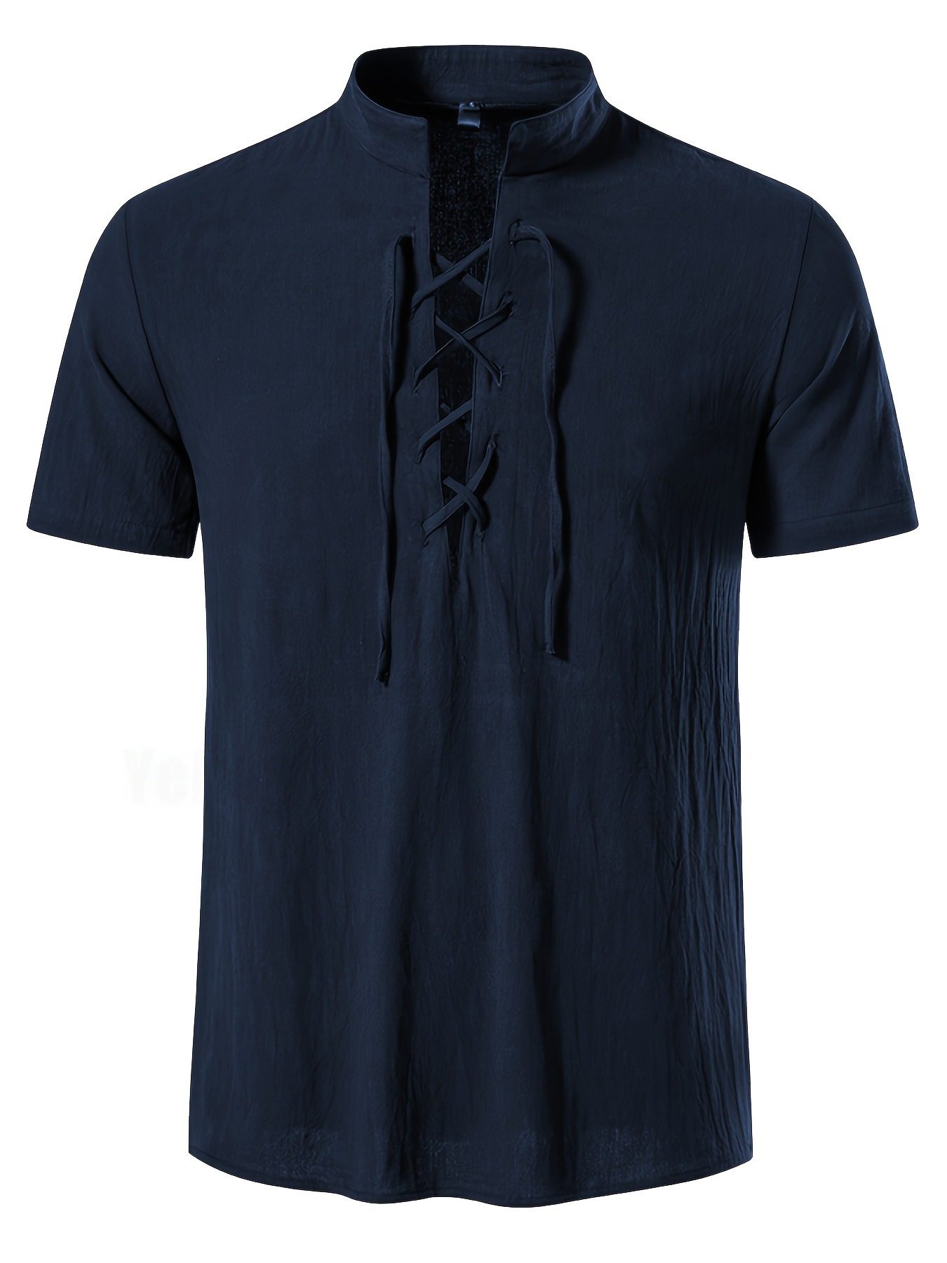Mens Short-sleeve Casual Henley-neck Large-size Beach Shirt - Image 10