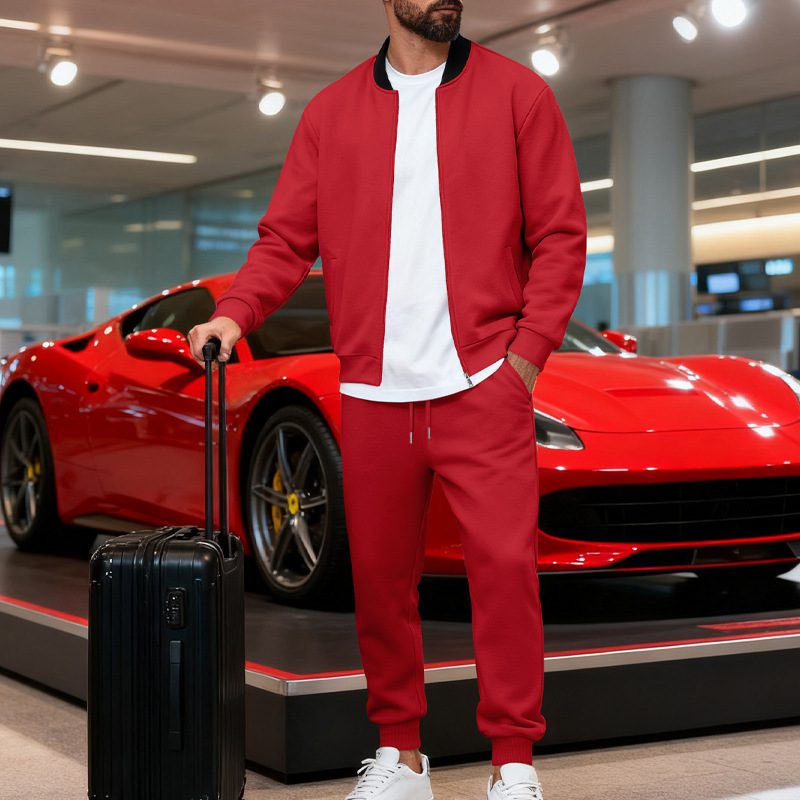 Mens Yolk-zip Baseball Jacket And Sportswear Set - Image 3