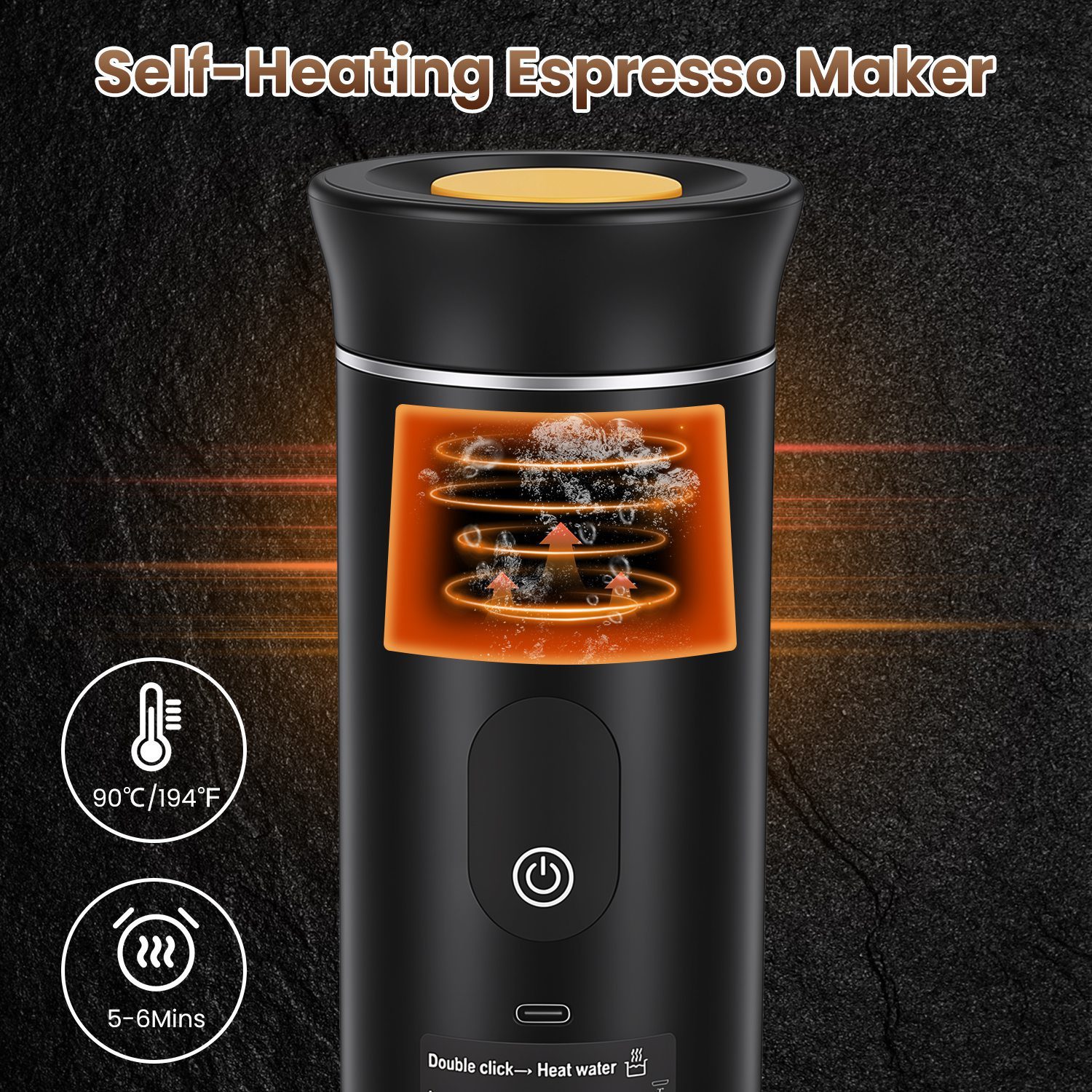 3 In 1 Portable Espresso Machine Cordless Mother Day Self Heating Coffee Maker With 7500mAh Battery Heating 20Bar Pressure Anti Dry Burn Fit For Ground Coffee Capsules For Camping Hiking RV Home - Image 10