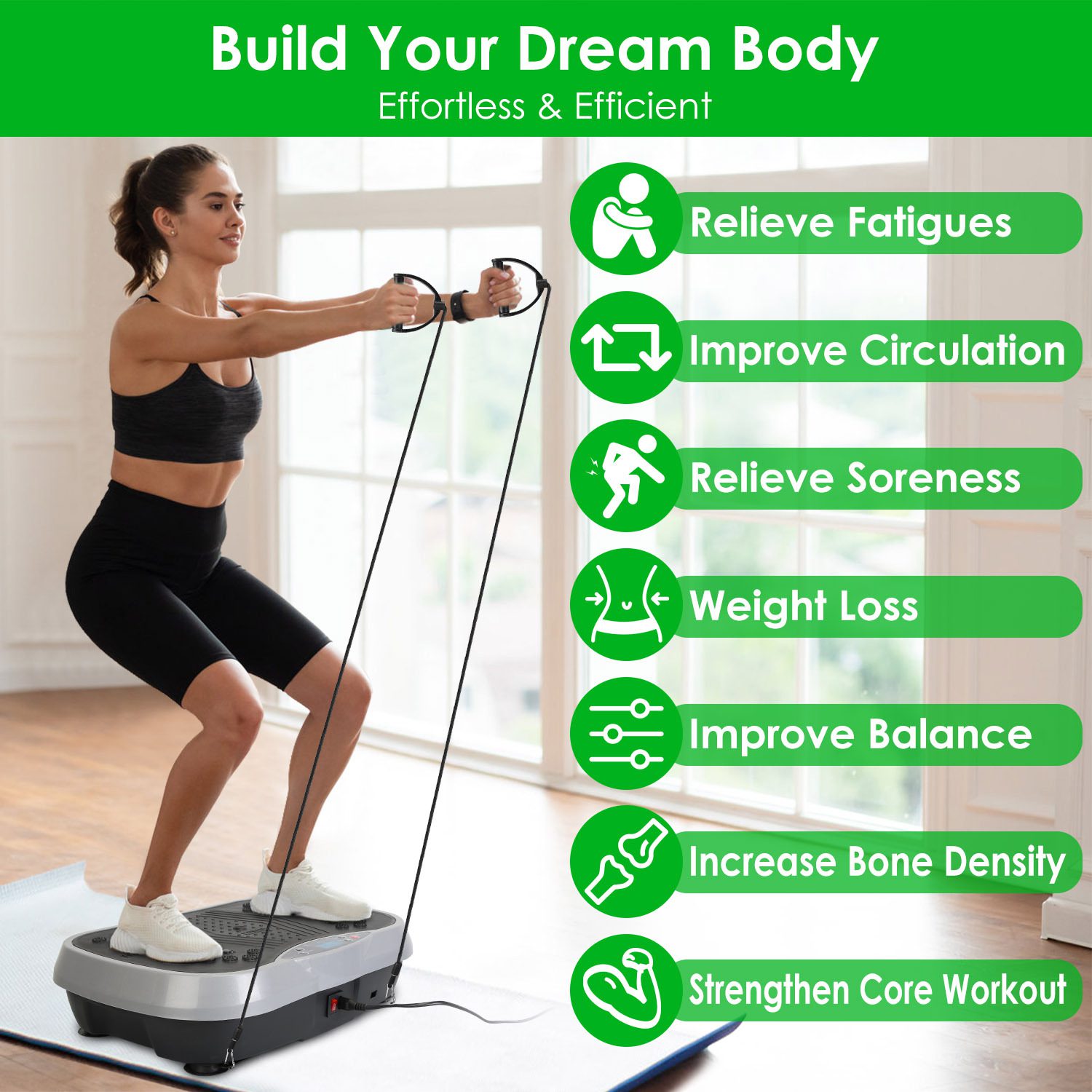 1Pc Vibration Exercise Machine With Resistant Bands For Spring Summer Fitness Remote Control Whole Body Vibration Platform Workout Equipment Home Fitness Training Equipment For Weight Loss Fat Burner - Image 5