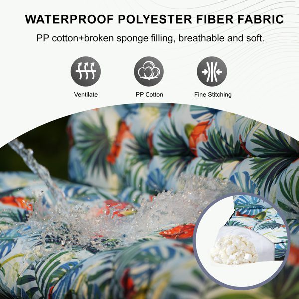 Outdoor Swing Cushions 55Inch,Waterproof 4in Thick Porch Swing Cushion Replacement With Backrest And Ties,Comfortable2-3Seat Pation Swing Pad For Backyard,Garden,Lawn,Outdoor Furniture Qingxin Summer - Image 2
