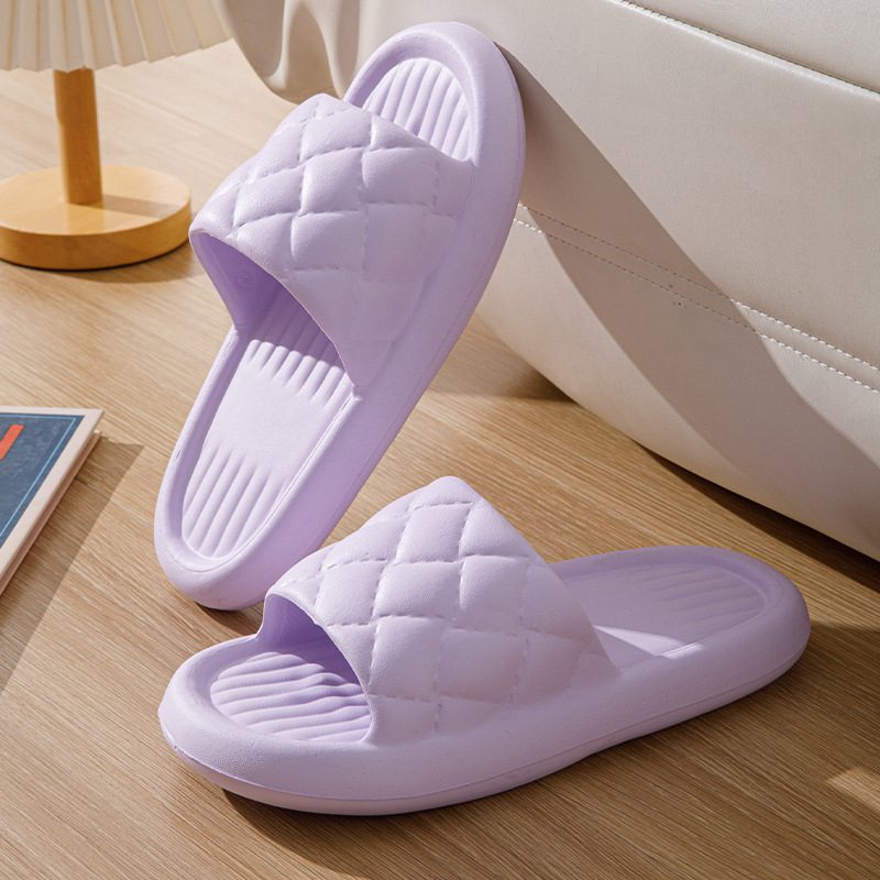 New Rhombus Home Slippers Summer Non-slip Floor Bathroom Slipper Lightweight Simple House Shoes For Women Men - Image 5