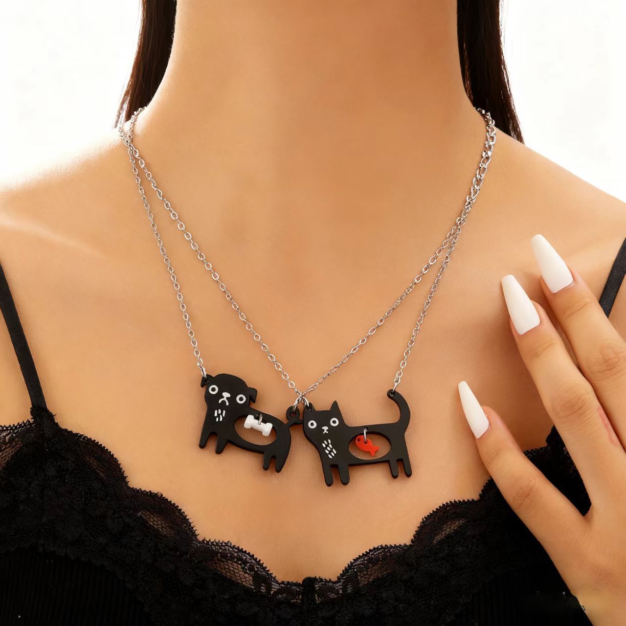 Cute Dog Cat Cartoon Necklace Ins Creative Collarbone Chain - Image 3