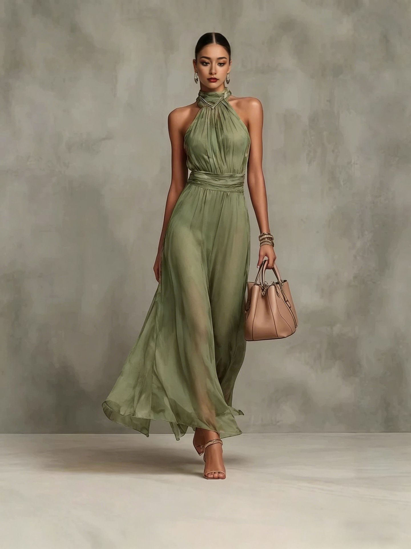 Resort-style Waist-cinching Figure-flattering Pleated Dress - Image 6