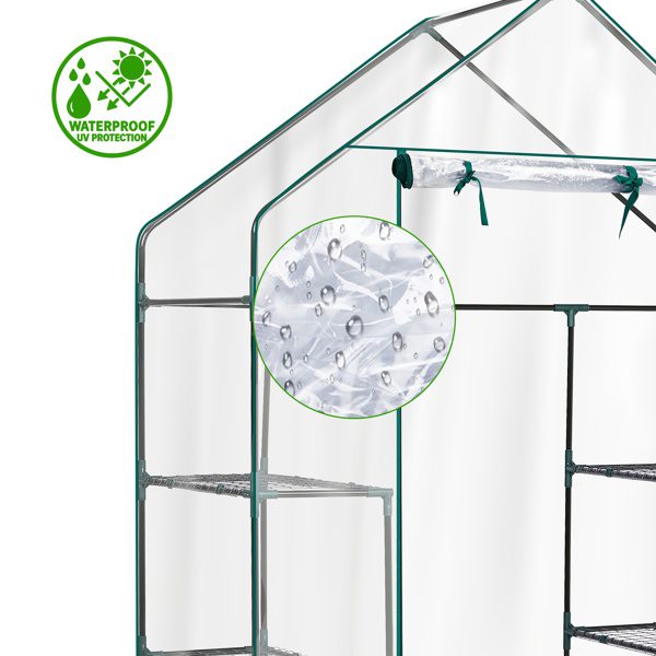 Mini Walk-in Greenhouse With PVC Cover, 4-Shelf Indoor Outdoor Plant Gardening Green House For Garden Backyard, 56inch X 29inch X 77inch, Transparent - Image 4