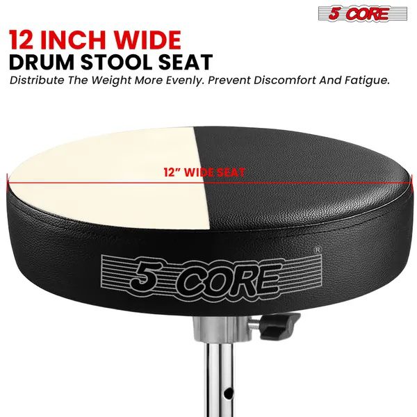 5 Core Drum Throne 3 Inch Thick Padded Comfortable Guitar Stool Double Braced Drummer Chair Height Adjustable Musician Seat For Adults And Kids Black - DS BLKCH BLK - Image 4