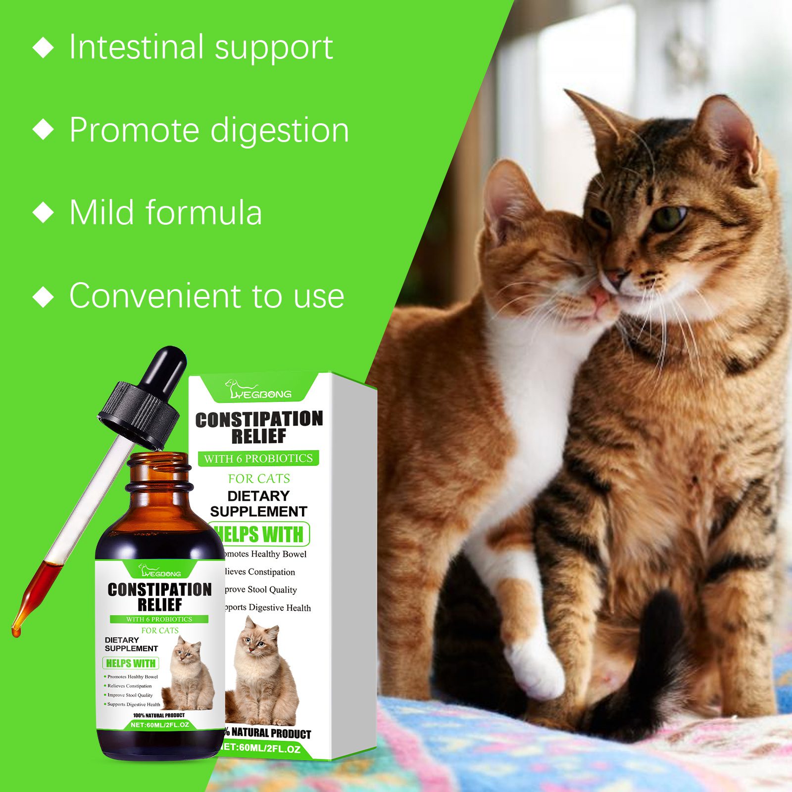 Cat Constipation Relief Probiotic Drops, Natural Digestive Support Supplement For Cats, Boost Nutrient Absorption & Appetite - Image 3
