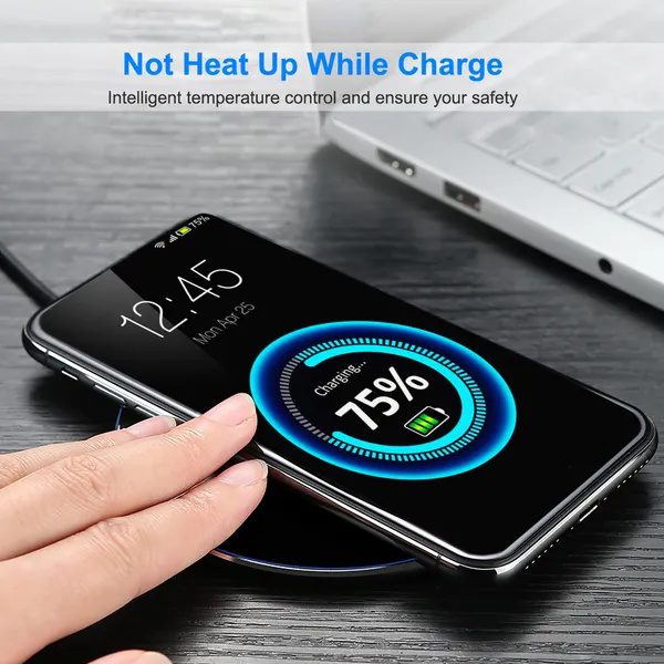 شاحن لاسلكي معتمد بتقنية Qi فائق النحافة بقدرة 5W، لوحة شحن لاسلكية لأجهزة iPhone XS MAX / XR / XS / X / 8 / 8 Plus - الصورة 2