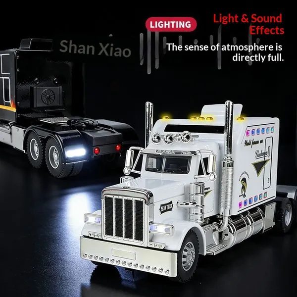 Semi Truck Toys For Boy Heavy Trucks,Metal Diecast Trucks Model Pull Back Cars With Light And Sound,Truck And Trailer Toys For Boys,Toy Trucks For Boys Age 4-8 - Image 3