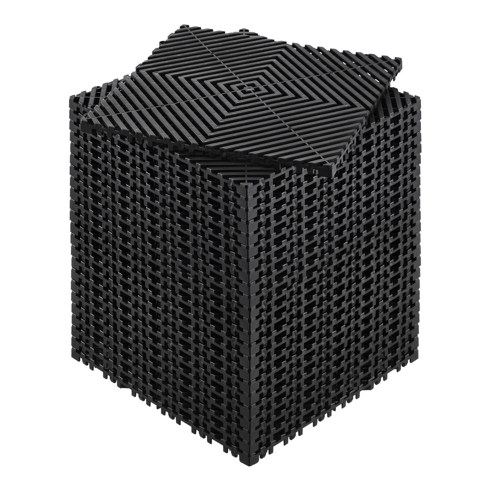 Interlocking Drainage Mat, 12” X 12” Modular Interlocking Cushion, 24 Pcs Splicing Drainage Mats, Non-Slip Black PP Drainage Floor Tile And Shower Mat, For Garage, Garden, Kitchen & Outdoor