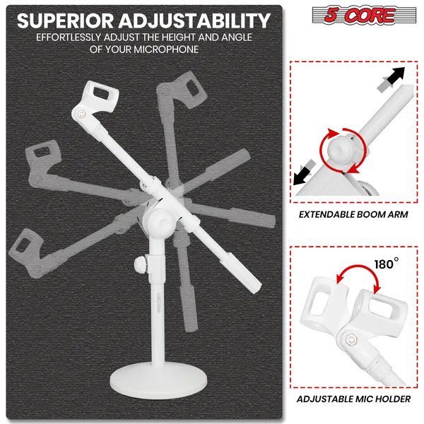 5Core Desktop Mic Stand Round Base Universal Desk Microphone Holder Table Top Stands - Image 3