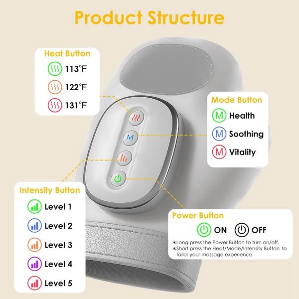 Cordless Hand Massager With 14 Airbags, 3 Massage Modes 5 Intensity Levels 3 Heat Levels For Arthritis Carpal Tunnel Relief,Cordless Hand Massage Tool For Arthritis Carpal Tunnel Pain - Image 3