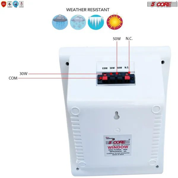 مكبرات صوت خارجية من 5 CORE، مكبر صوت ستيريو جداري 500W Peak سلبي، قابل للتركيب، سلكي مقاوم للماء لنظام صوت الفناء والمنزل والجراج والداخل والخارج - Bocinas Para Casa - Window - الصورة 3