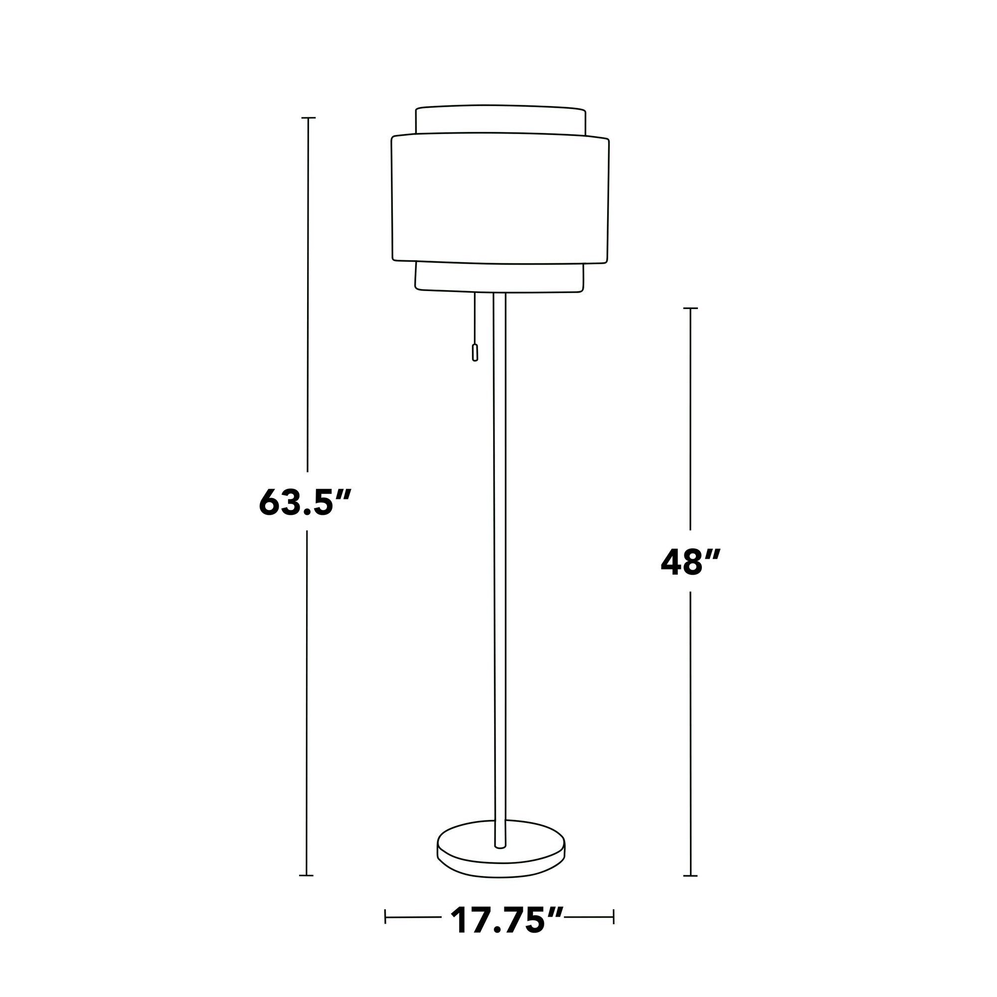 Tier 64inch Contemporary Metal Floor Lamp In Gold Metal With Off-White Linen Shade - Image 3