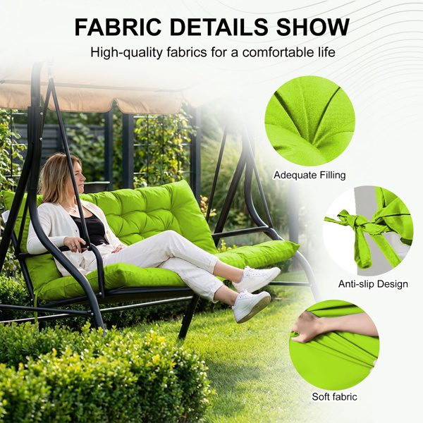 Outdoor Swing Cushions 60Inch,Waterproof 4in Thick Porch Swing Cushion Replacement With Backrest And Ties,Comfortable 2-3 Seat Pation Swing Pad For Backyard,Garden,Lawn,Outdoor Furniture Grass Green - Image 2