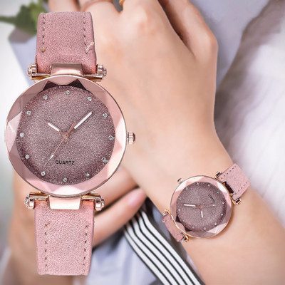 Casual Women Romantic Starry Sky Wrist Watch Leather Rhinestone Designer Ladies Clock - Image 6