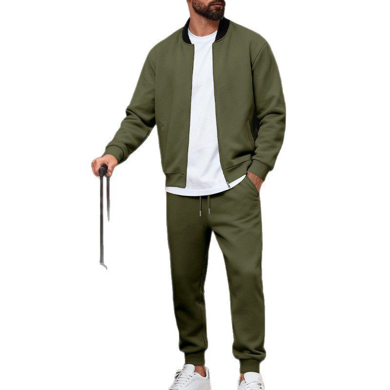 Mens Yolk-zip Baseball Jacket And Sportswear Set - Image 5