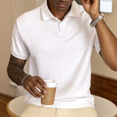 Summer New European And American Cross-Border Mens Short-Sleeve Jacquard Top