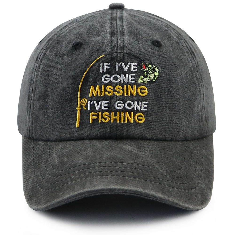 2pcs Vintage Washed Fishing Baseball Cap For Women, Embroidery If I Ve Gone Missing I Ve Gone Fishing Funny Hat, Outdoor Fisherman Gift Hat - Image 2