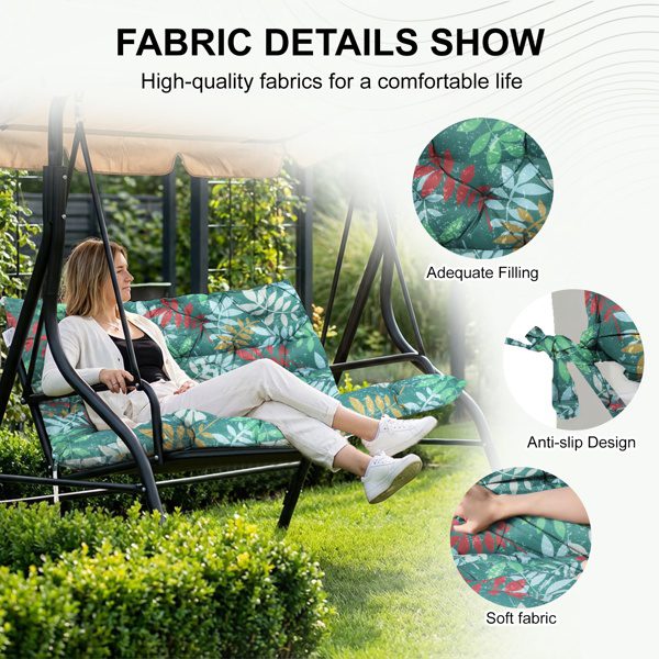 Outdoor Swing Cushions 70 Inch, Waterproof 4i Thick Porch Swing Cushion Replacement With Backrest And Ties, Comfortable 2-3 Seat Pation Swing Pad For Backyard, Garden, Lawn, Outdoor Furniture-Flower - Image 5