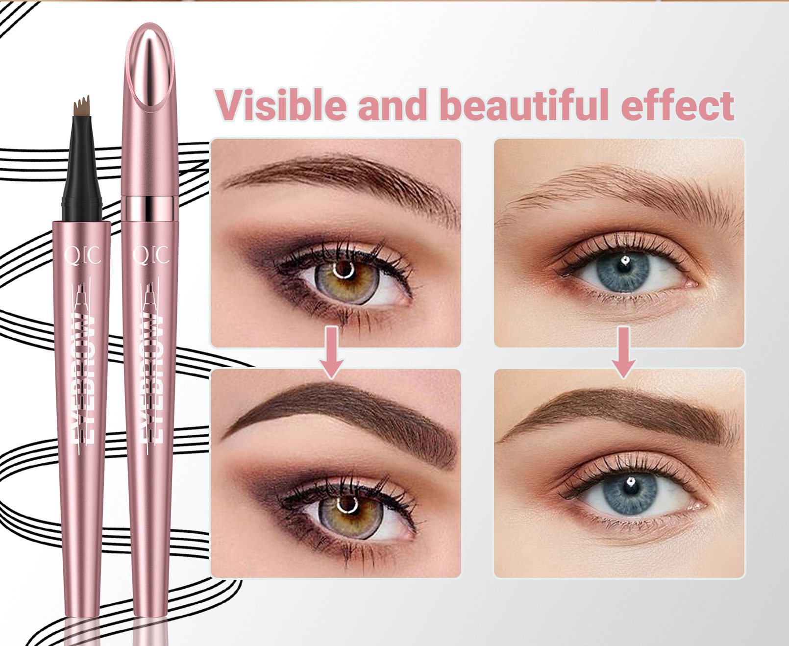 Waterproof And Smooth Not Smudge Four-fork Liquid Eyebrow Pencil - Image 9