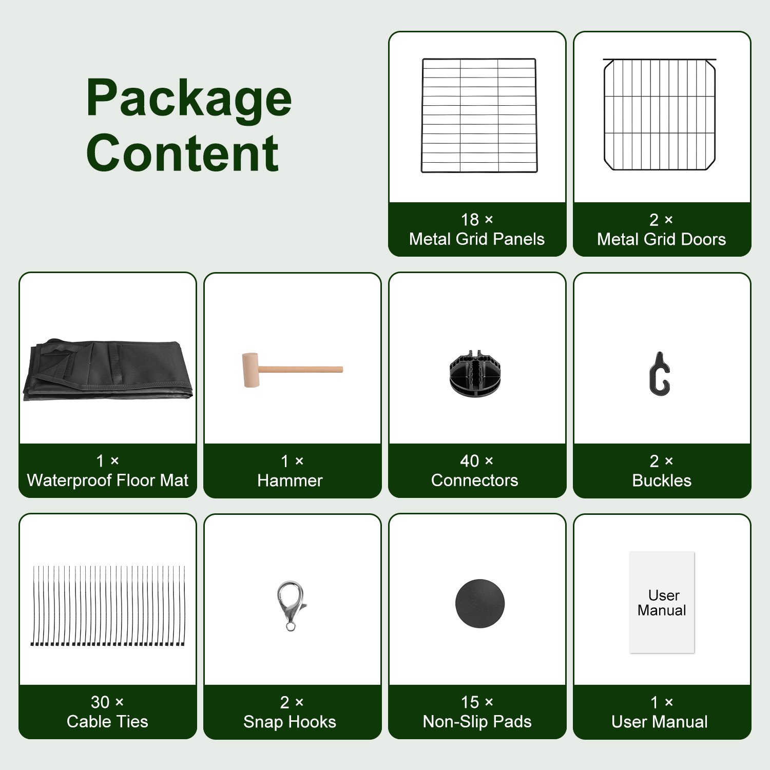 47x24x12IN Guinea Pig Cage Small Animal Playpen DIY Metal Pet Enclosure With 20 Panels Waterproof Floor Mat For Hedgehogs Chickens Ducklings Rabbits Hamsters - Image 6
