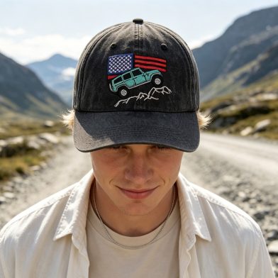 2pcs Vintage Washed Baseball Cap With Off-Road Embroidery, Outdoor Adventure Trucker Hat For Women Men