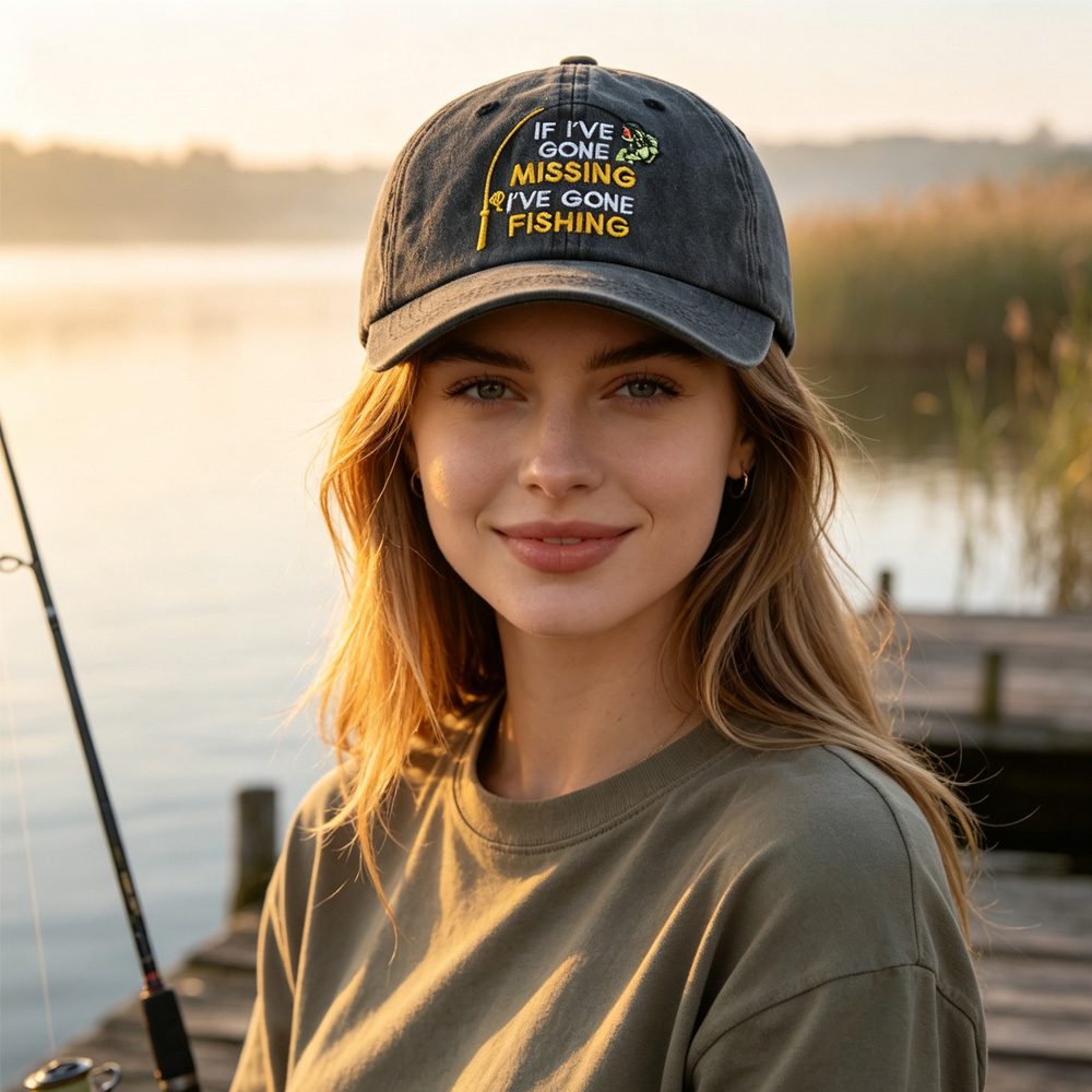 2pcs Vintage Washed Fishing Baseball Cap For Women, Embroidery If I Ve Gone Missing I Ve Gone Fishing Funny Hat, Outdoor Fisherman Gift Hat - Image 9