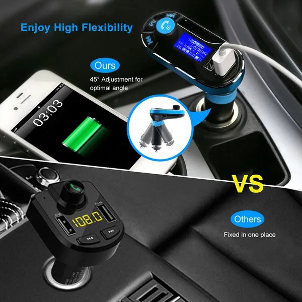 Car Wireless FM Transmitter Dual USB Charger Hands-free Call MP3 Player Aux-in LED Display Remote Controller - Image 5