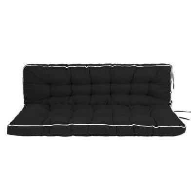Outdoor Swing Cushions 70 Inch, Waterproof 4in Thick Porch Swing Cushion Replacement With Backrest And Ties, Comfortable 2-3 Seat Pation Swing Pad For Backyard, Garden, Lawn, Outdoor Furniture-black