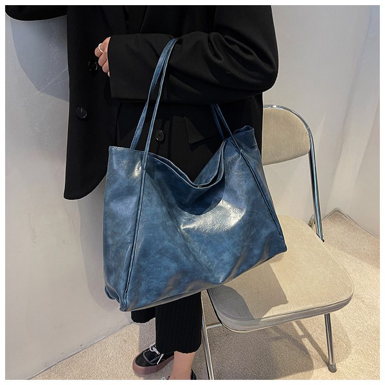 Vintage Women's Tote Bag Athletic Casual Fashion Large Capacity Leather Shoulder Bag Shopper Harajuku Simple Handbag - Image 6